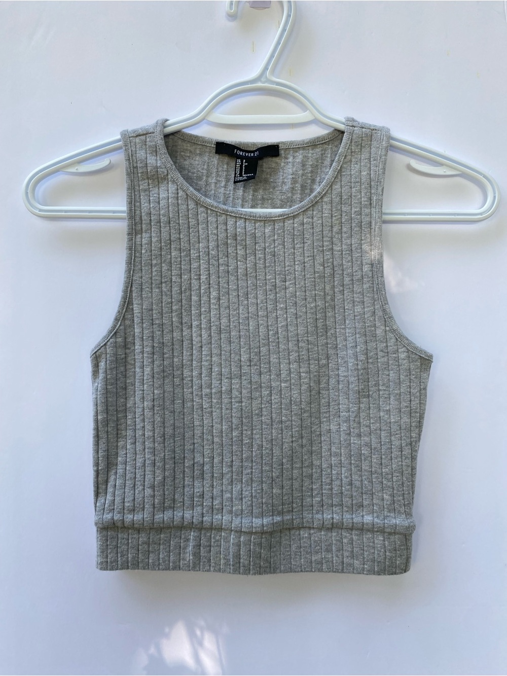 F21 Gray Ribbed Crop Tank